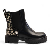 Europeon Union Women Black Leather Half Boot #3355